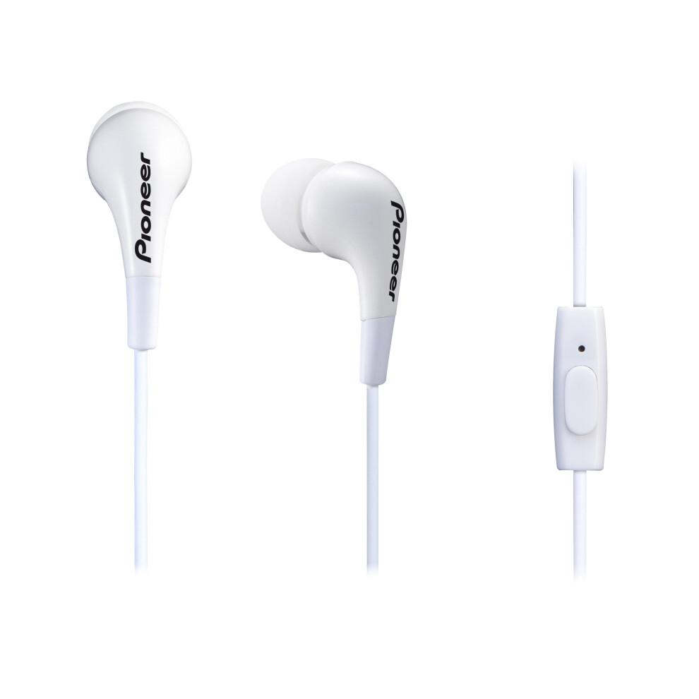 Pioneer SE-CL502T-W Lightweight In-Ear Headphone with In-Line Microphone - White