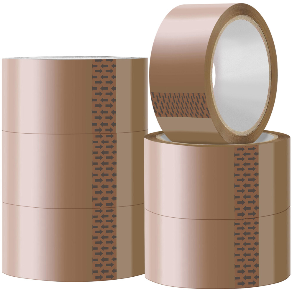 iSOUL Brown Packaging Tape for Parcels and Boxes, 6 Rolls Thick and Secure Sticky Seal for Cardboard Boxes