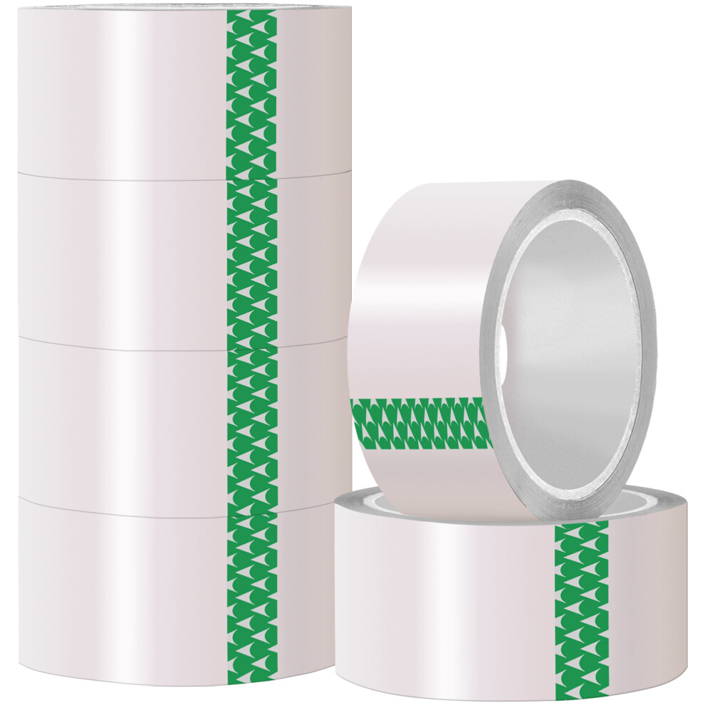 Clear Packaging Tape for Parcels and Boxes, 6 Rolls 48mm x 66m, Strong, Thick and Secure Sticky Seal for Cardboard Boxes