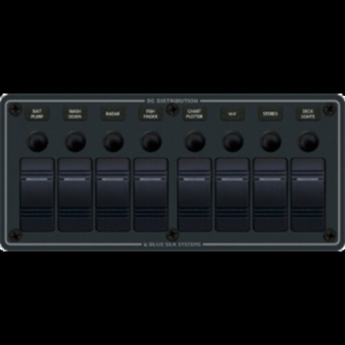 Blue Sea 8371 Water Resistant Panel-8 Position-Black-Horizontal Mount