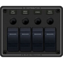 Blue Sea 8372 Water Resistant 4 Position-Black-Horizontal Mount Panel