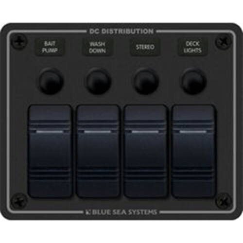 Blue Sea 8372 Water Resistant 4 Position-Black-Horizontal Mount Panel