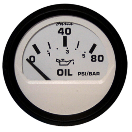 Faria Euro White 2"" Oliedrukmeter (80 PSI)