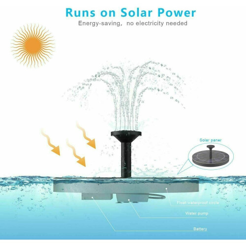 Ηλιακή Powered πλωτή αντλία νερού σιντριβάνι Birdbath σπίτι πισίνα κήπο 1