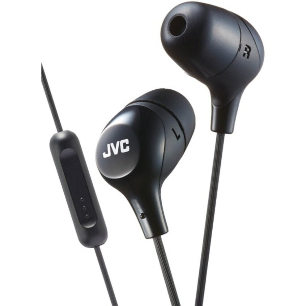 JVC(R) HAFX38MB Marshmallow Inner-Ear Headphones with Microphone (Black)