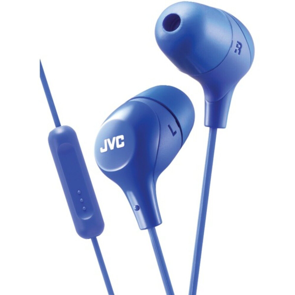 JVC(R) HAFX38MA Marshmallow Inner-Ear Headphones with Microphone (Blue)