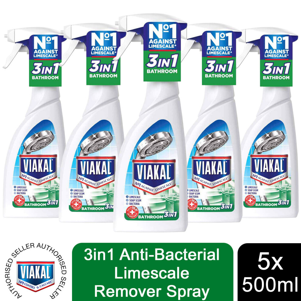 5 Pack Viakal 3in1 Anti-Bacterial Limescale Remover Spray, 500ml