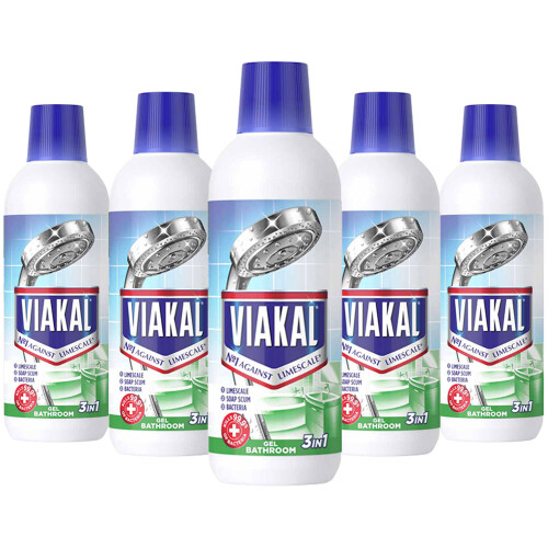 Viakal 5 Pack Viakal 3in1 Anti-Bacterial Limescale Remover Liquid, 500ml