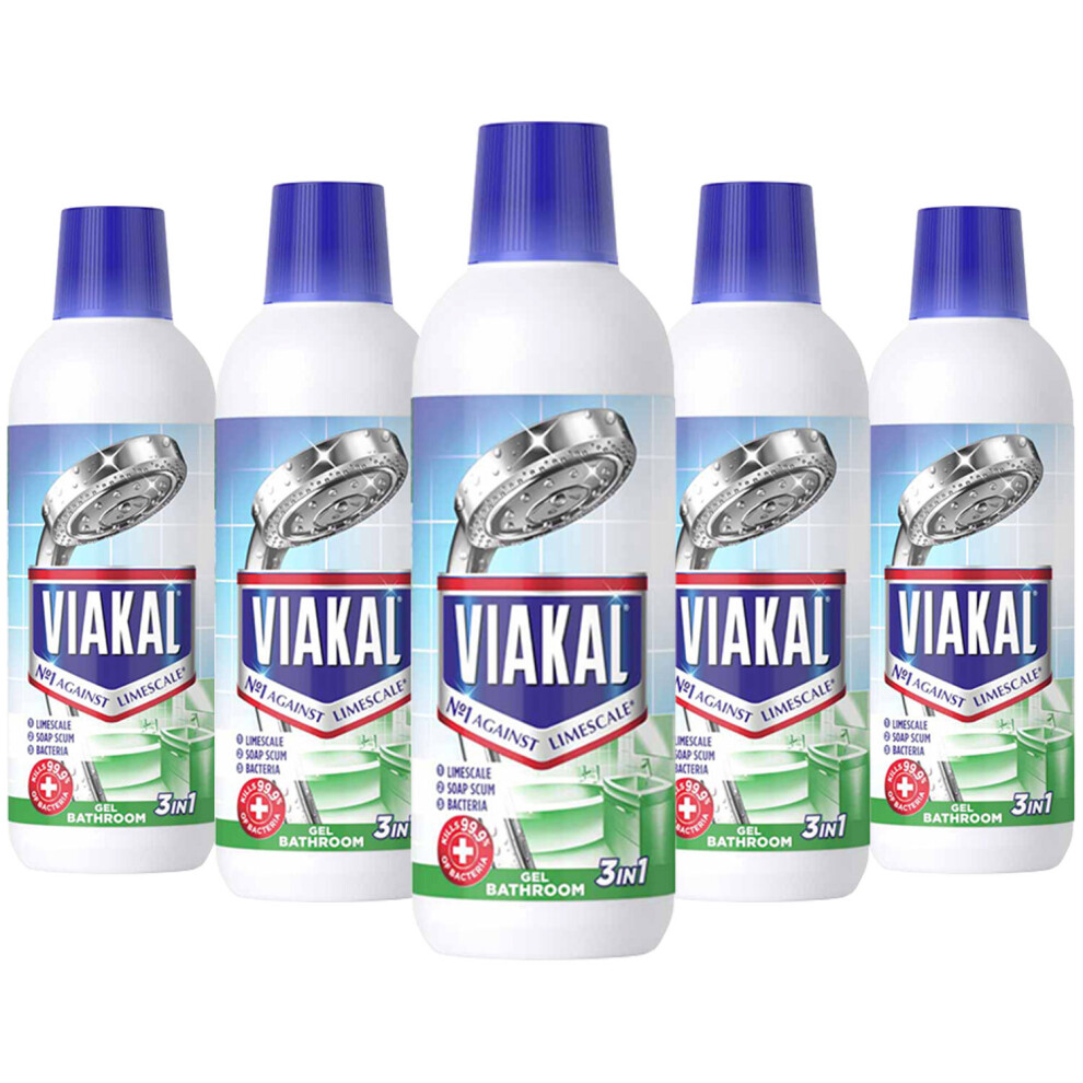 5 Pack Viakal 3in1 Anti-Bacterial Limescale Remover Liquid, 500ml