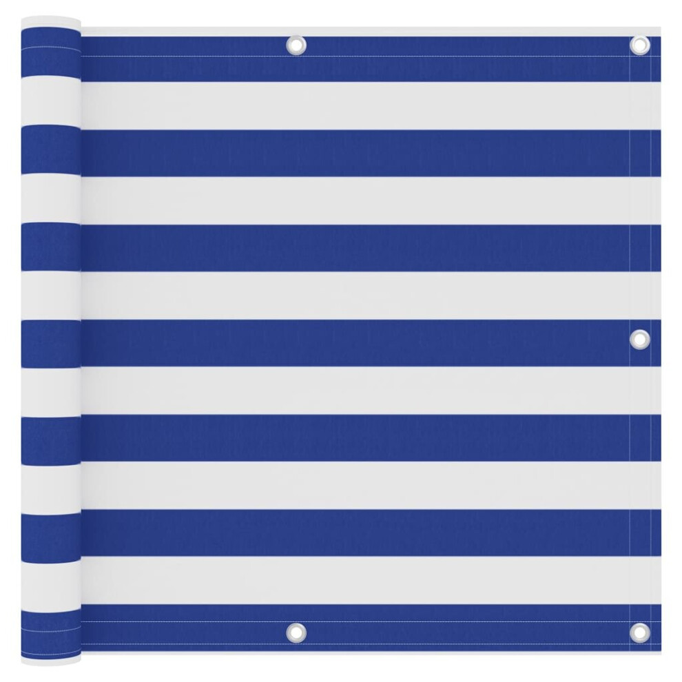 Vidaxl Balcony Screen White And Blue 90X400 Cm Oxford Fabric Privacy Sunshade
