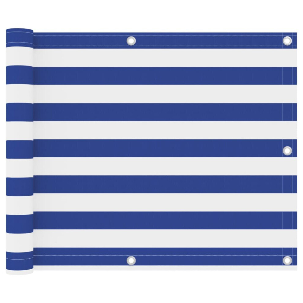 Vidaxl Balcony Screen White And Blue 75X500 Cm Oxford Fabric Privacy Sunshade