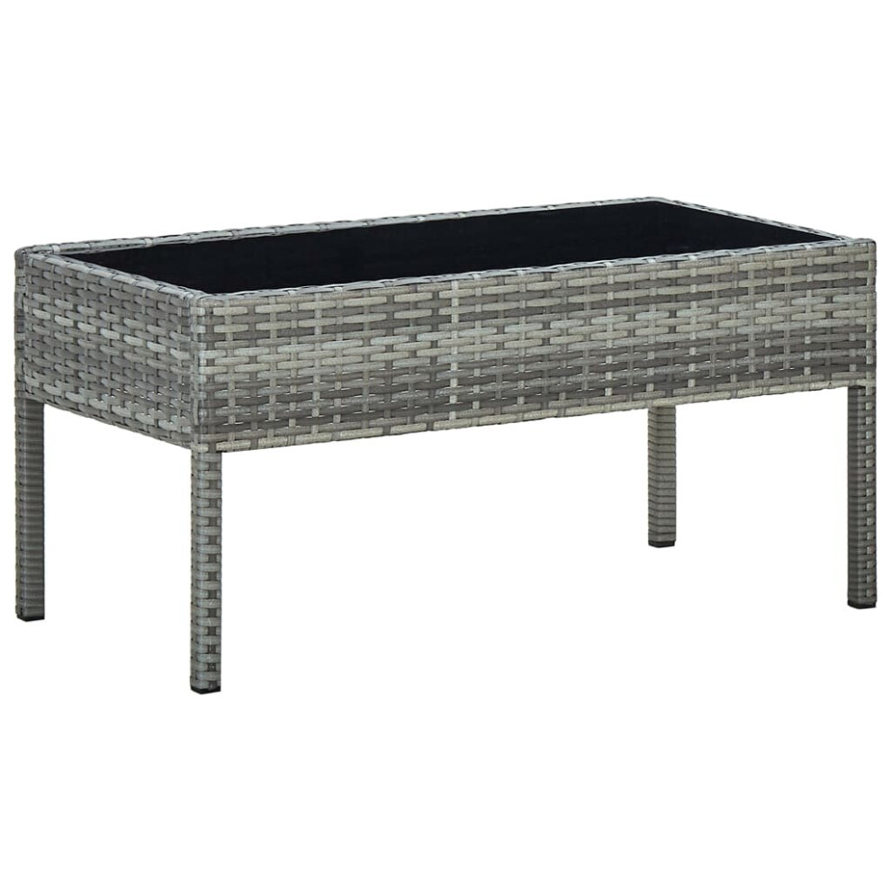 vidaXL Garden Table Grey 75x40x37 cm Poly Rattan Outdoor Furniture Side Table