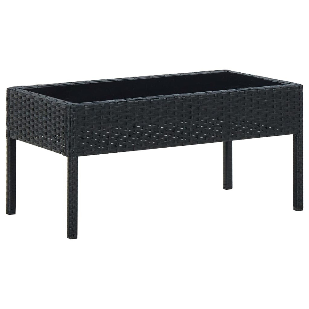 vidaXL Garden Table Black 75x40x37 cm Poly Rattan Outdoor Furniture Side Table