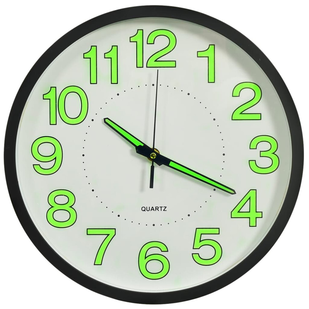 vidaXL Luminous Wall Clock Black Home Office Decor Hanging Analog Number Clock