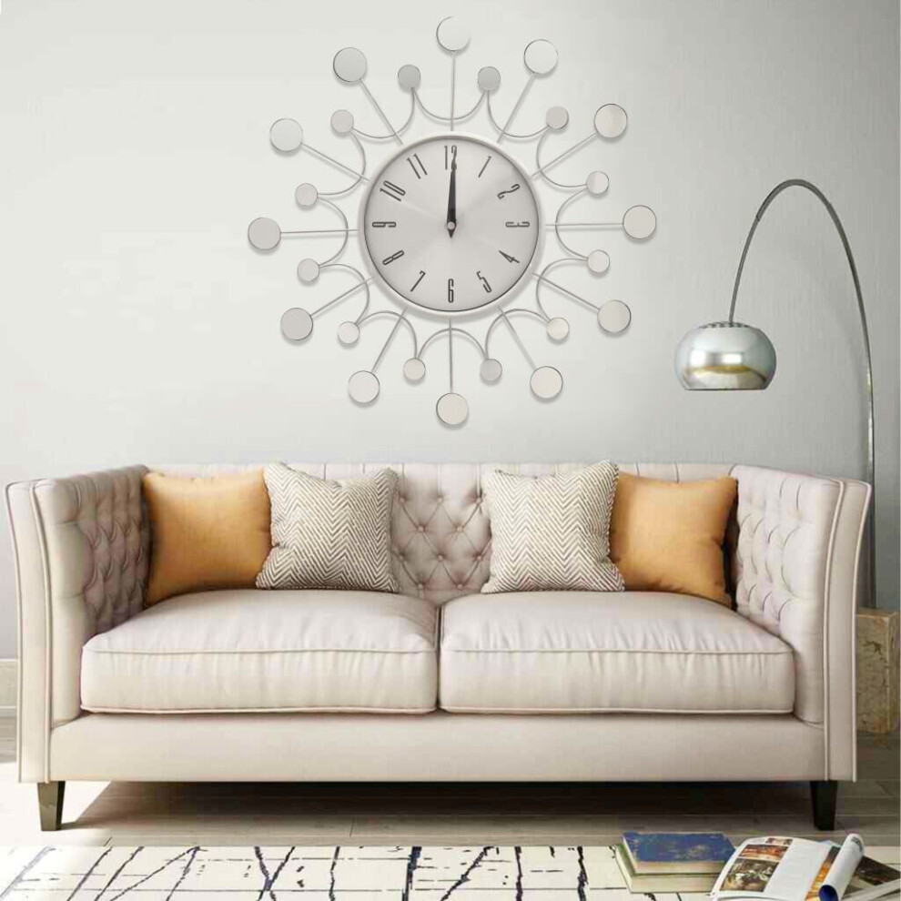 Vidaxl Wall Clock Silver 40 Cm Metal Analog Clock Living Room Bedroom House