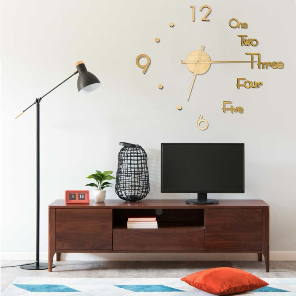 Vidaxl 3D Wall Clock Modern Design Gold 100 Cm Xxl Analog Clock Living Room
