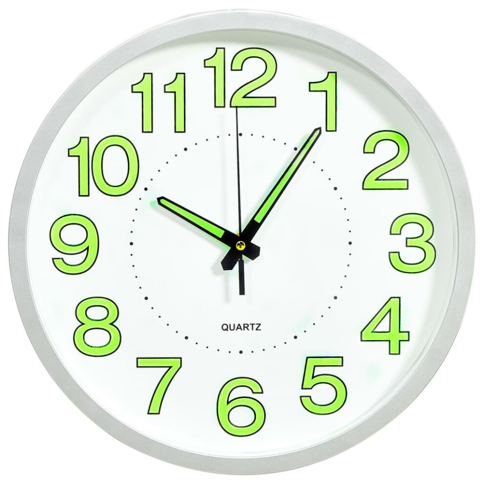 Vidaxl Luminous Wall Clock White Office Decor Hanging Analog Number Clock