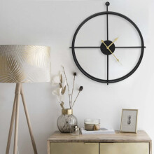vidaXL Black Iron Wall Clock 52 cm - Minimalist Analog Decor for Living Room, 1 AA Battery (Not Included) 325171