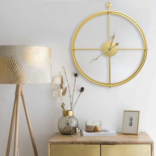 VidaXL vidaXL Wall Clock Gold Iron Home Office Decor Hanging Skeleton Analog Clock