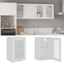 vidaXL Hanging Glass Cabinet White Engineered Wood Storage Kitchen Furniture