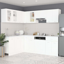 vidaXL Kitchen Cabinet Set 11 Piece White Engineered Wood Storage Furniture