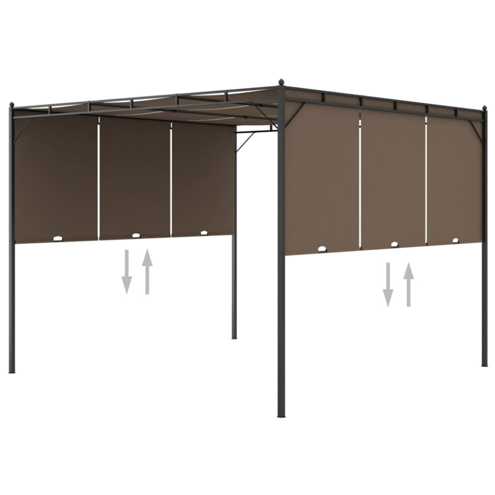 Vidaxl Garden Gazebo With Side Curtain 3X3x2.25 M Taupe Canopy Shelter Awning
