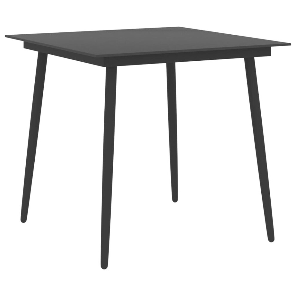 vidaXL Garden Dining Table Black 80x80x74 cm Steel and Glass Outdoor Table