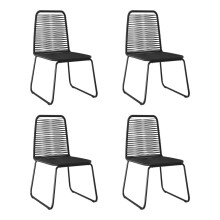 vidaXL 4x Outdoor Chairs Poly Rattan Black Garden Dining Dinner Side Chair