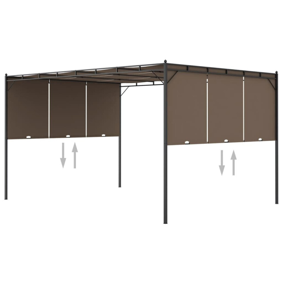 Vidaxl Garden Gazebo With Side Curtain 4X3x2.25 M Taupe Canopy Shelter Awning