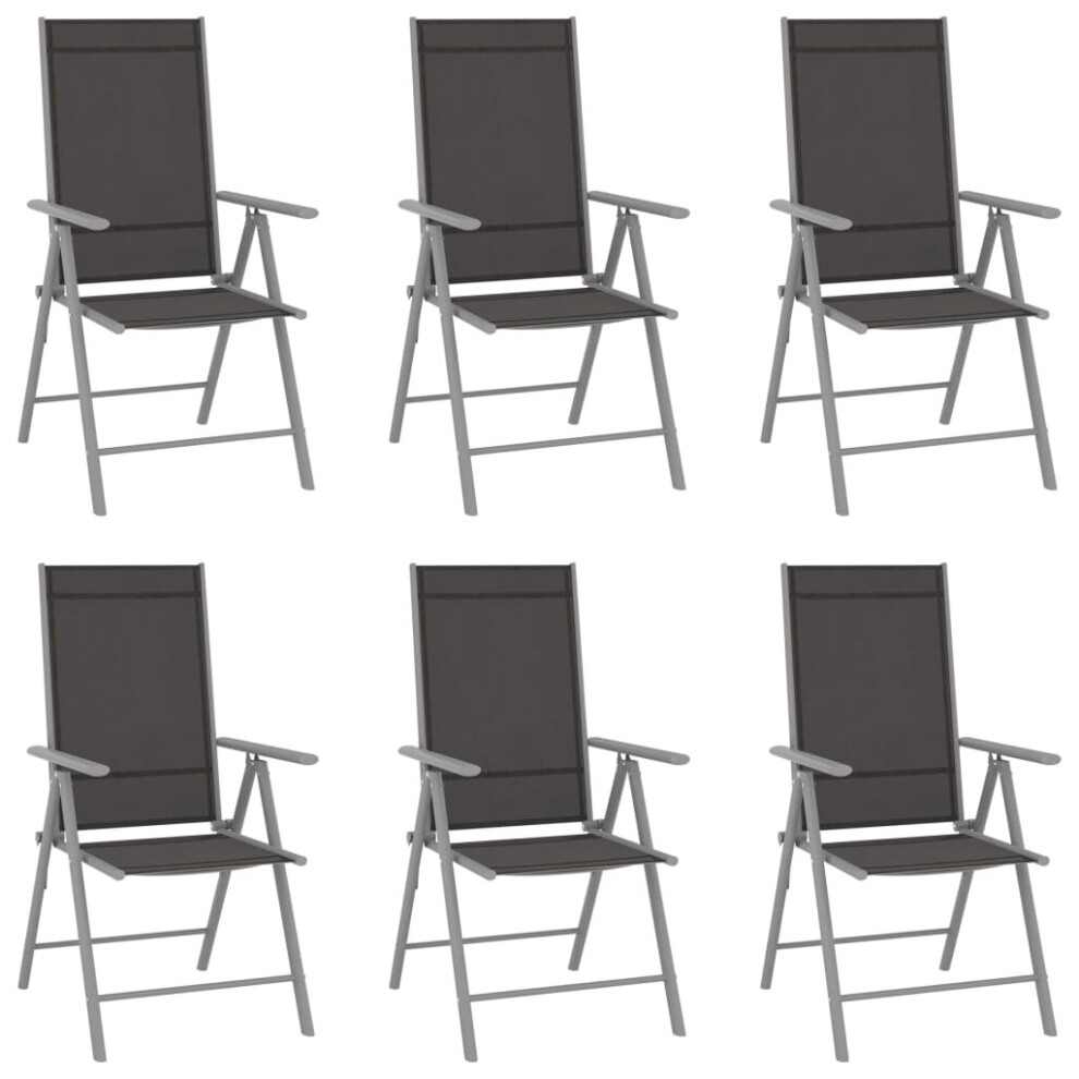Vidaxl 6X Folding Garden Chairs Textilene Outdoor Dining Recliner Seat Black