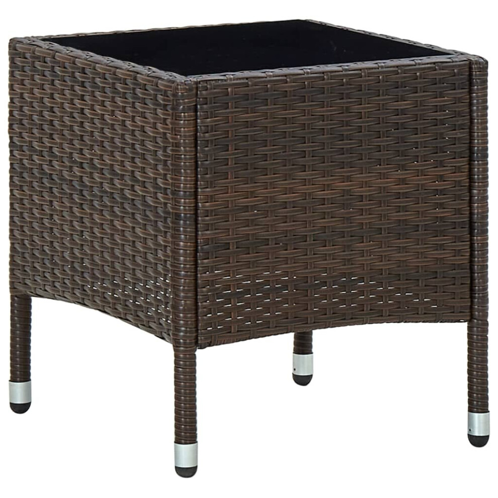 vidaXL Garden Table Brown 40x40x45 cm Poly Rattan Outdoor Furniture Side Table