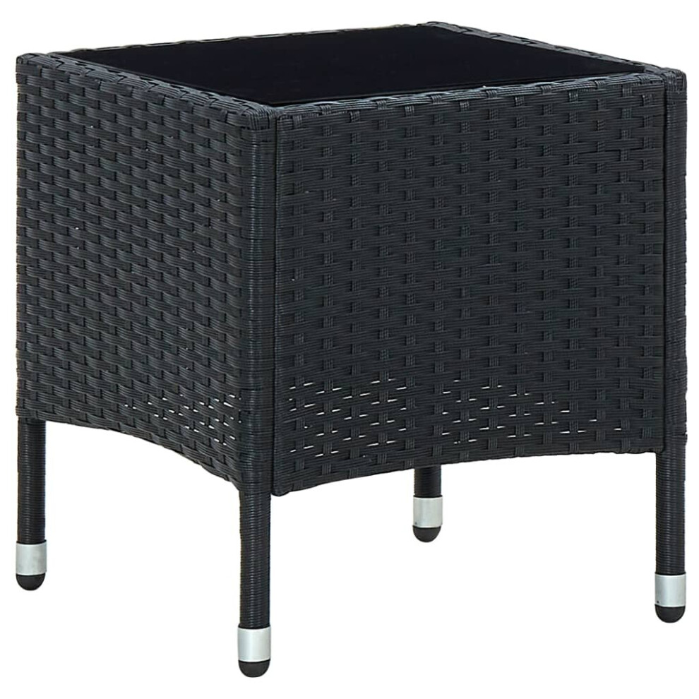 vidaXL Garden Table Black 40x40x45 cm Poly Rattan Outdoor Furniture Side Table