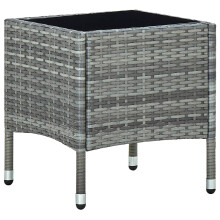vidaXL Garden Table Grey 40x40x45 cm Poly Rattan Outdoor Furniture Side Table