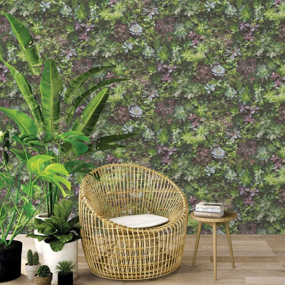 Evergreen Wallpaper Green and Purple Interior Living Room Decor Wall Sticker