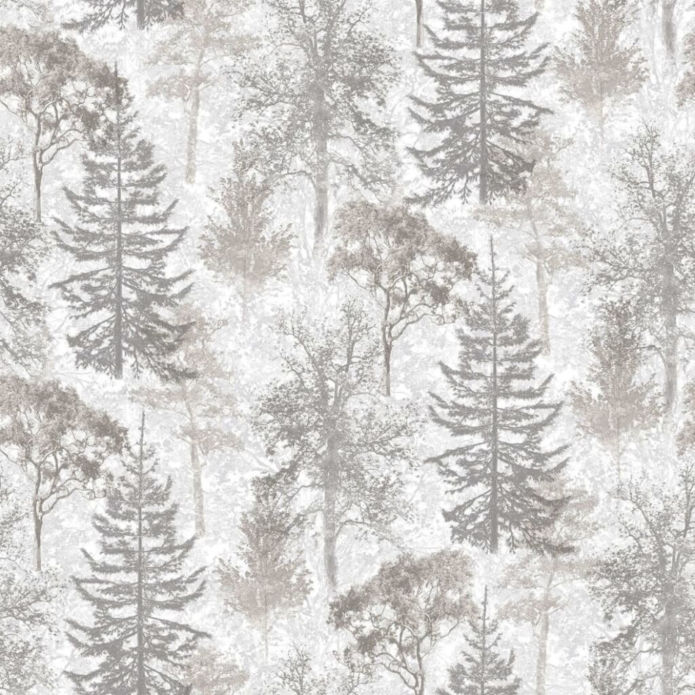 Evergreen Wallpaper White and Grey Interior Living Room Decor Wall Sticker