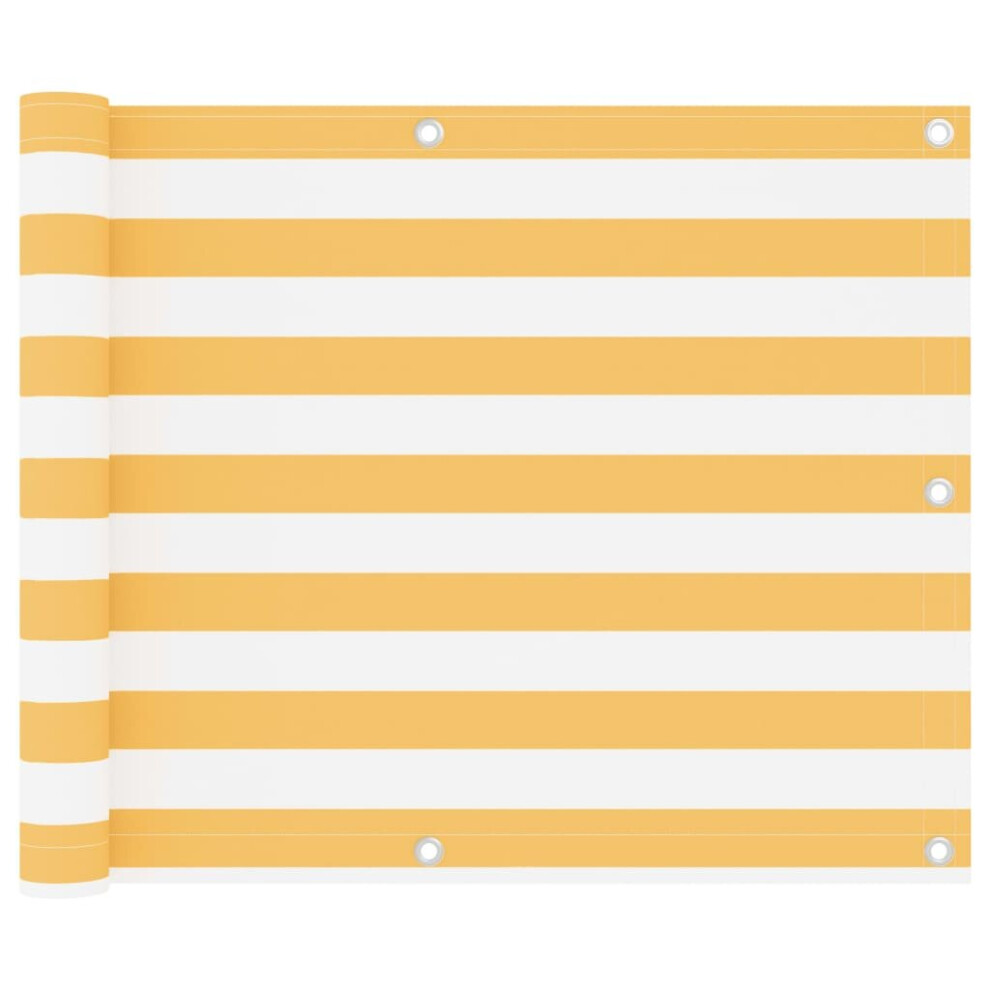Vidaxl Balcony Screen And 75X500 Cm Oxford Fabric Sunshade Fence White/Yellow
