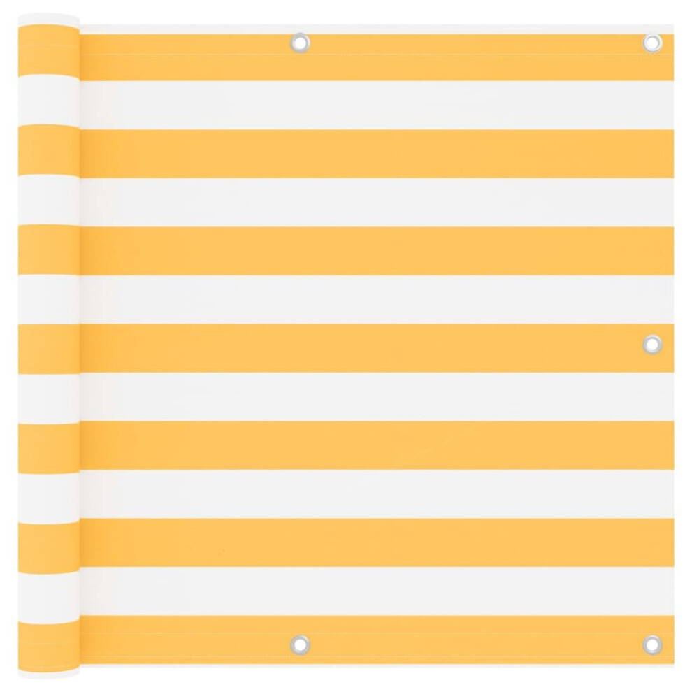 Vidaxl Balcony Screen White And Yellow 90X600 Cm Oxford Fabric Sunshade Fence