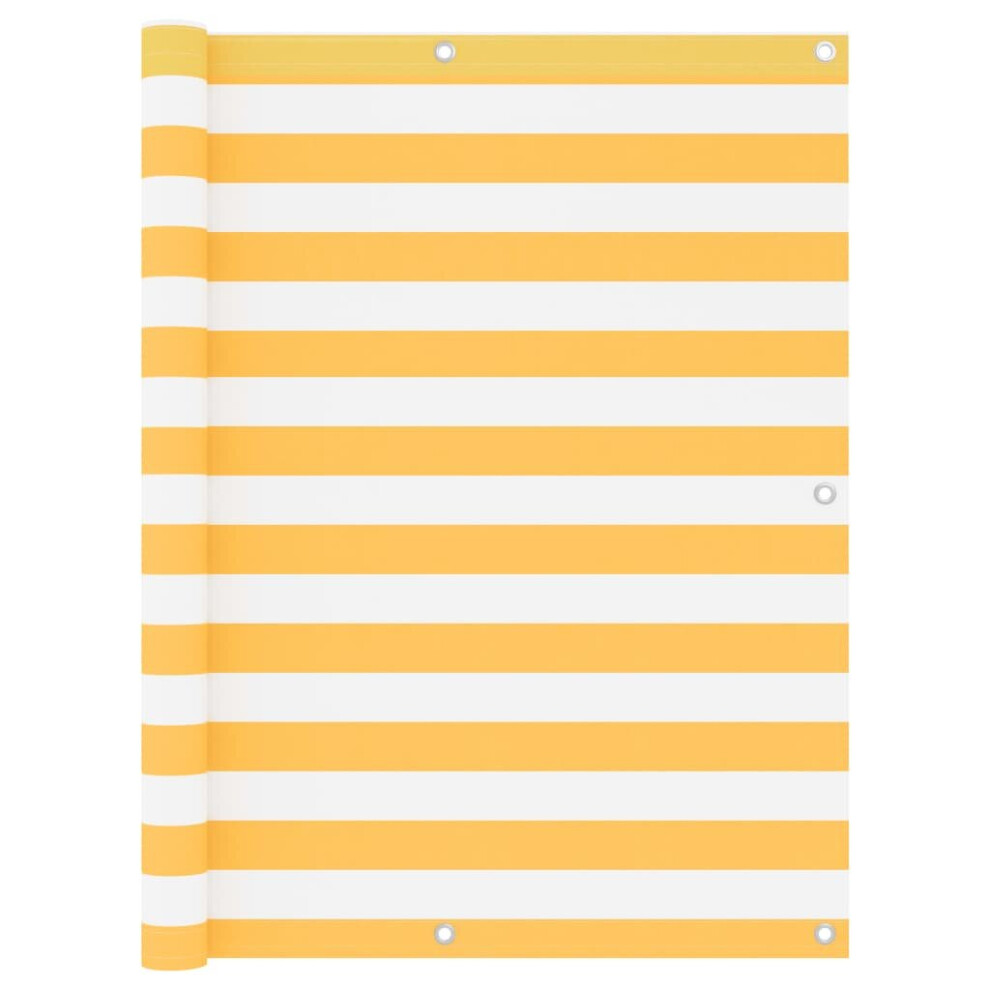 Vidaxl Balcony Screen White And Yellow 120X600 Cm Oxford Fabric Sunshade Fence