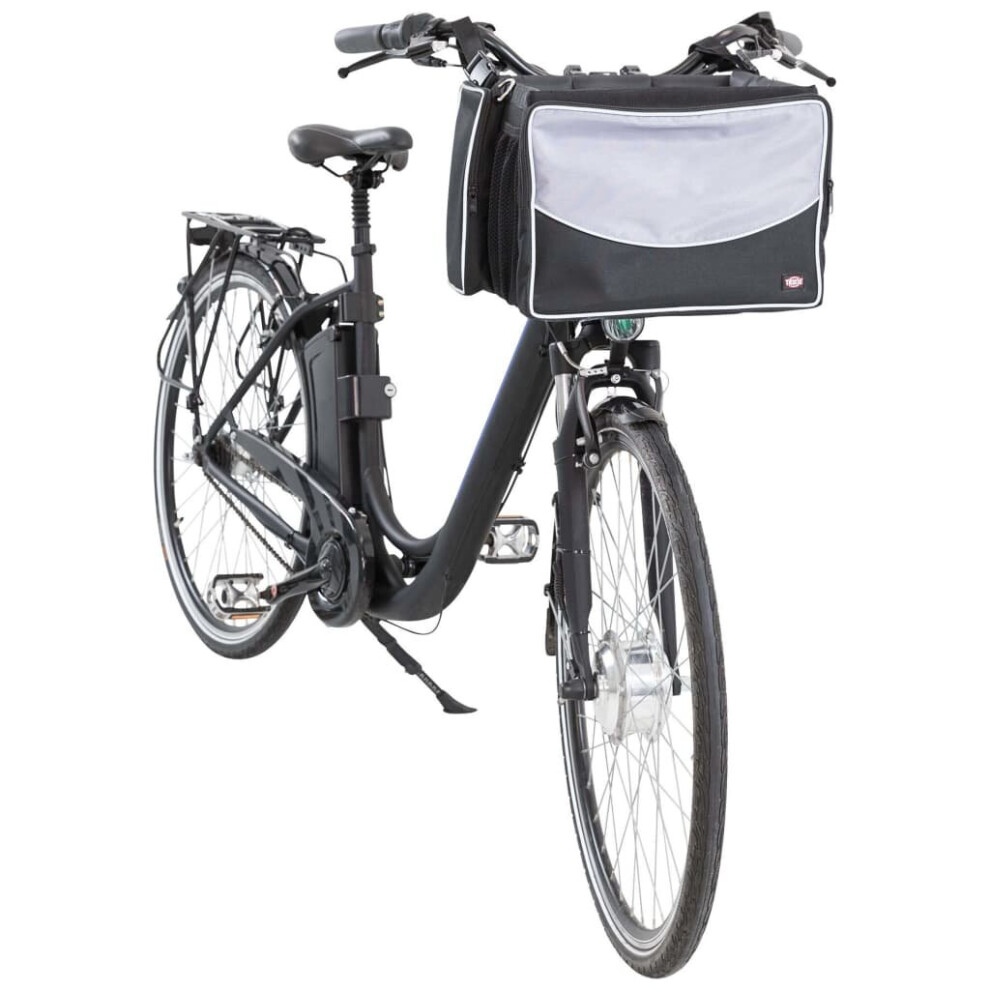 TRIXIE Front Bicycle Basket for Pet Black and Grey Dog Cat Bike Carrier Box