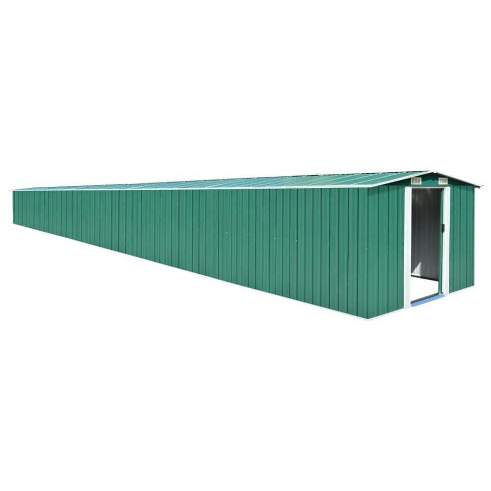 vidaXL Garden Shed Green 257x990x181 cm Galvanised Steel Outdoor Storage House