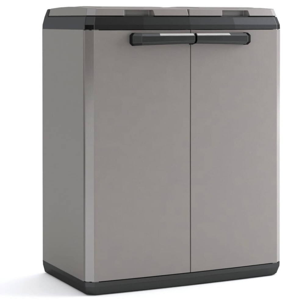 Keter Recycling Cabinet Grey and Black 85 cm Garden Waste Split Rubbish Bin