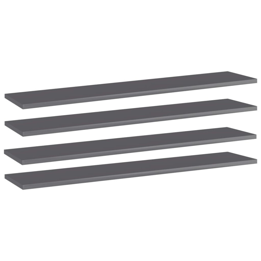 Vidaxl 4X Bookshelf Boards High Gloss Grey Engineered Wood Bookcase Panel