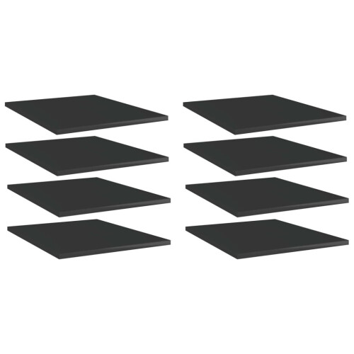 VidaXL vidaXL 8x Bookshelf Boards High Gloss Black Engineered Wood Panel Bookcase