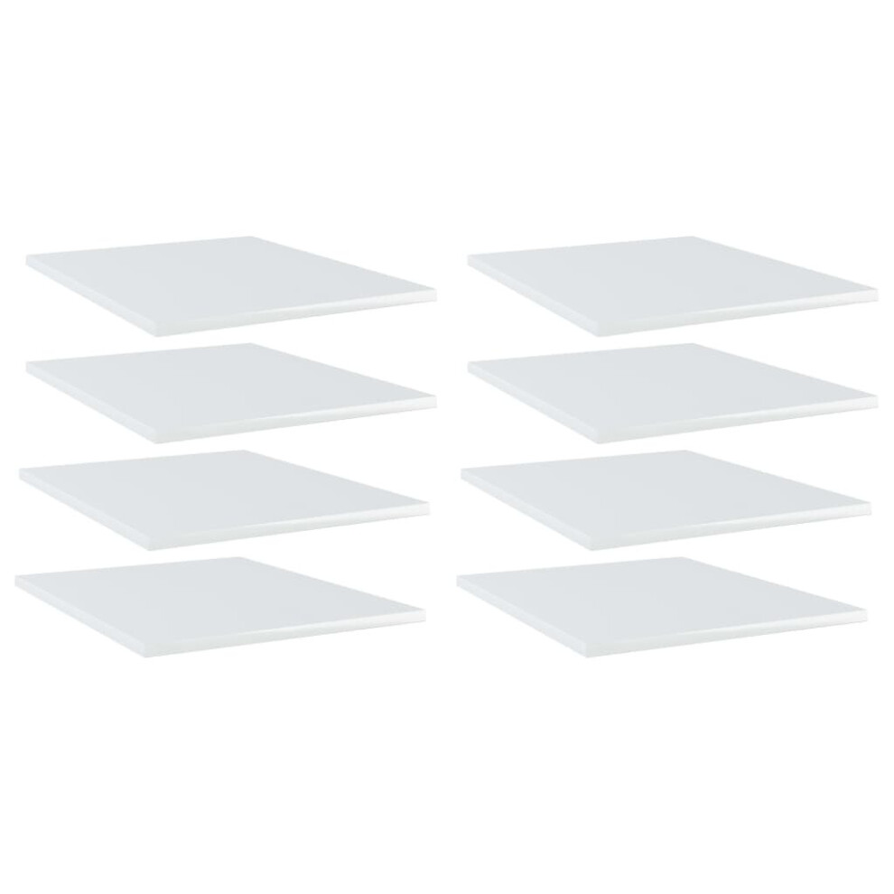vidaXL 8x Bookshelf Boards High Gloss White Engineered Wood Panel Bookcase