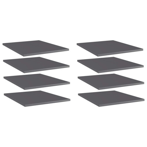 VidaXL vidaXL 8x Bookshelf Boards High Gloss Grey Engineered Wood Panel Bookcase