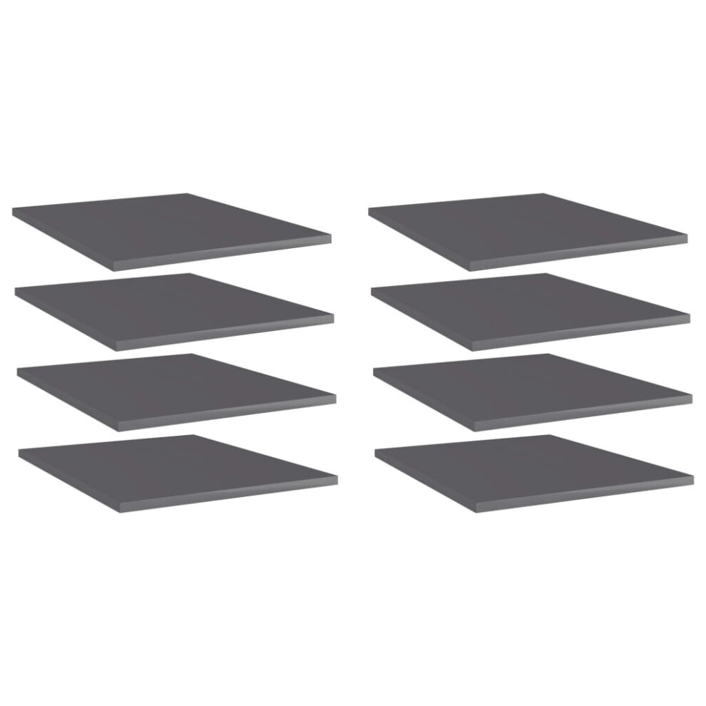 Vidaxl 8X Bookshelf Boards High Gloss Engineered Wood Panel Bookcase Grey