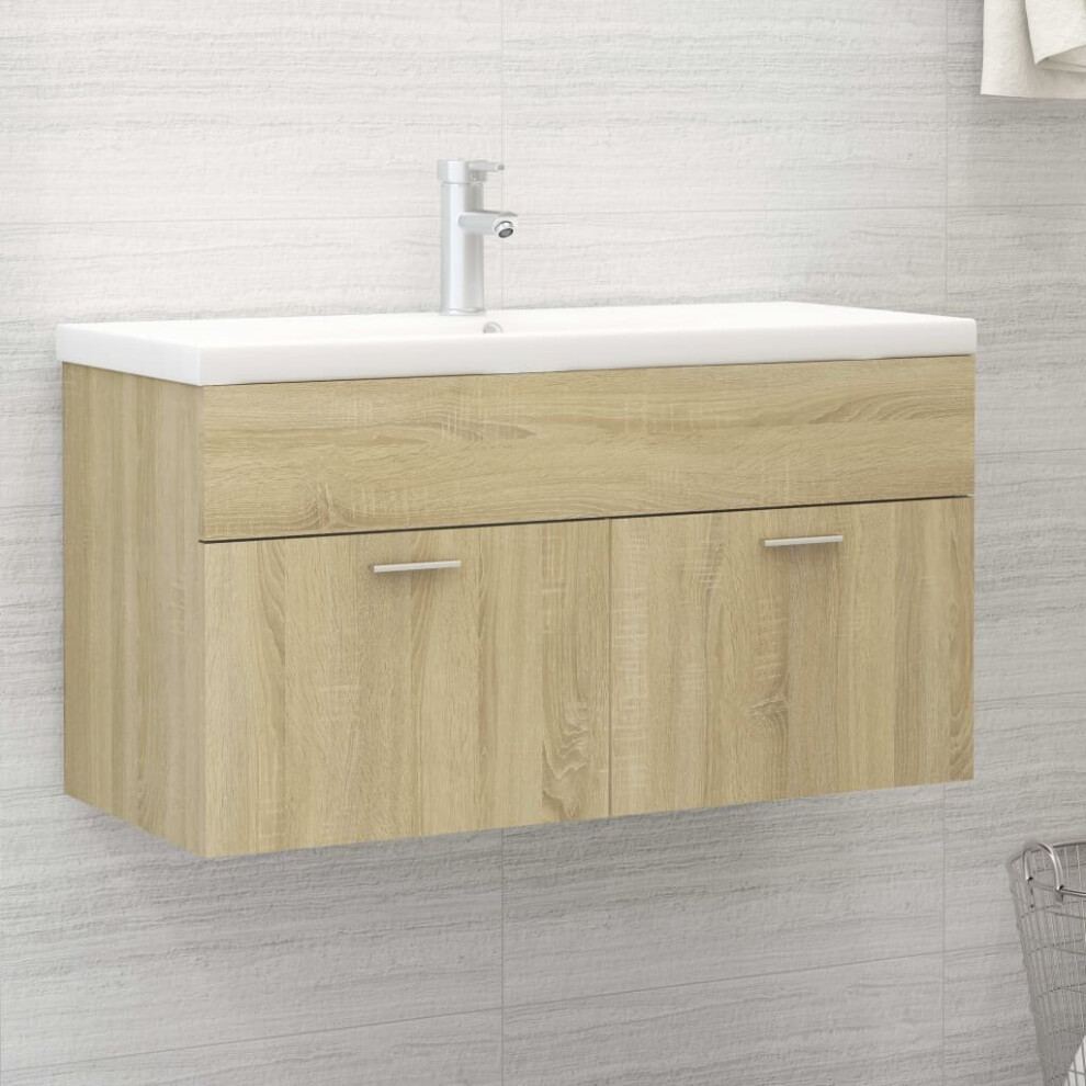 Vidaxl Sink Cabinet Sonoma Oak Engineered Wood Washroom Cupboard Rack Cabinet