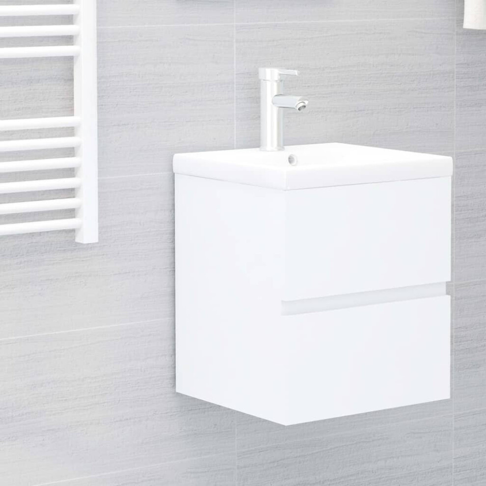 Vidaxl Sink Cabinet Engineered Wood Bathroom Wall Storage Washroom Rack White