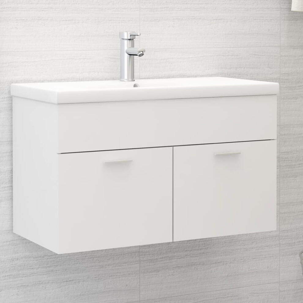 vidaXL Sink Cabinet White Chipboard Laundry Room Washroom Bathroom Furniture