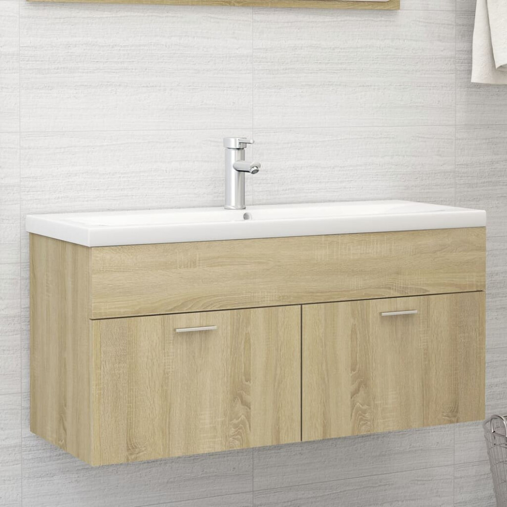 vidaXL Sink Cabinet Sonoma Oak Engineered Wood Washroom Cupboard Cabinet Rack